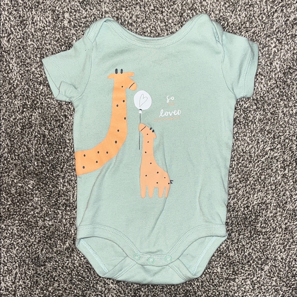 Charming Mint Giraffe Baby Bodysuit